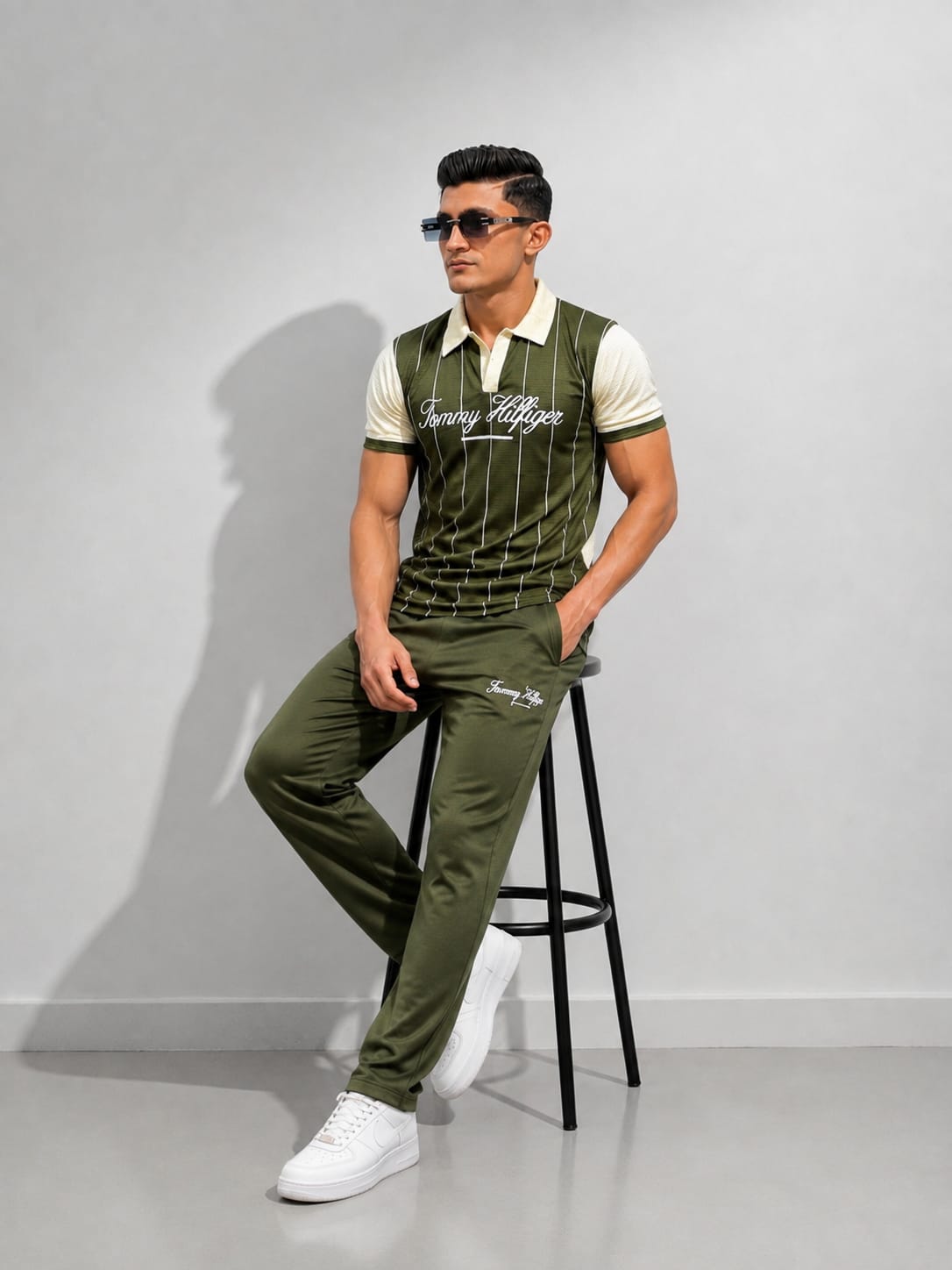 Classic Olive Stripe Tracksuit