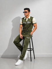 Classic Olive Stripe Tracksuit