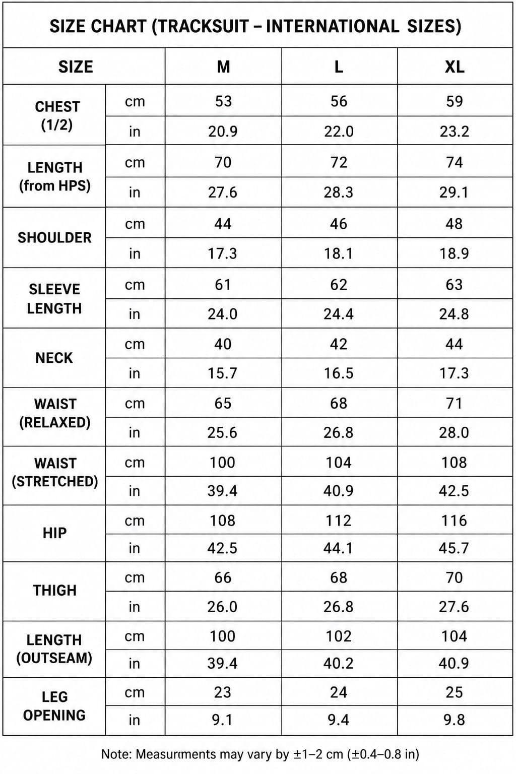 Size Guide